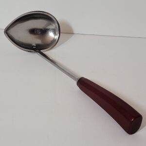 Vintage Corona Teardrop Ladle with dark red Bakelite Handle - Stainless Steel